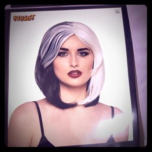 Cruella Deville wig and gloves